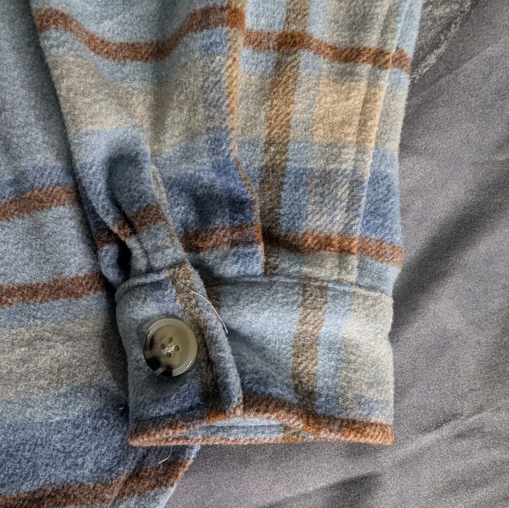 Ford Blue and Brown Plaid (Flannel) Button Up Shirt - Picture 6 of 10